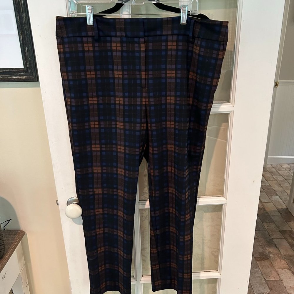 Plaid straight leg dress pants